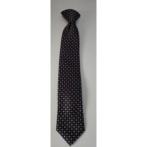 Chaps Polyester Youth‎ Boys Clip On Tie 14" Black Purple White Geometric Pattern